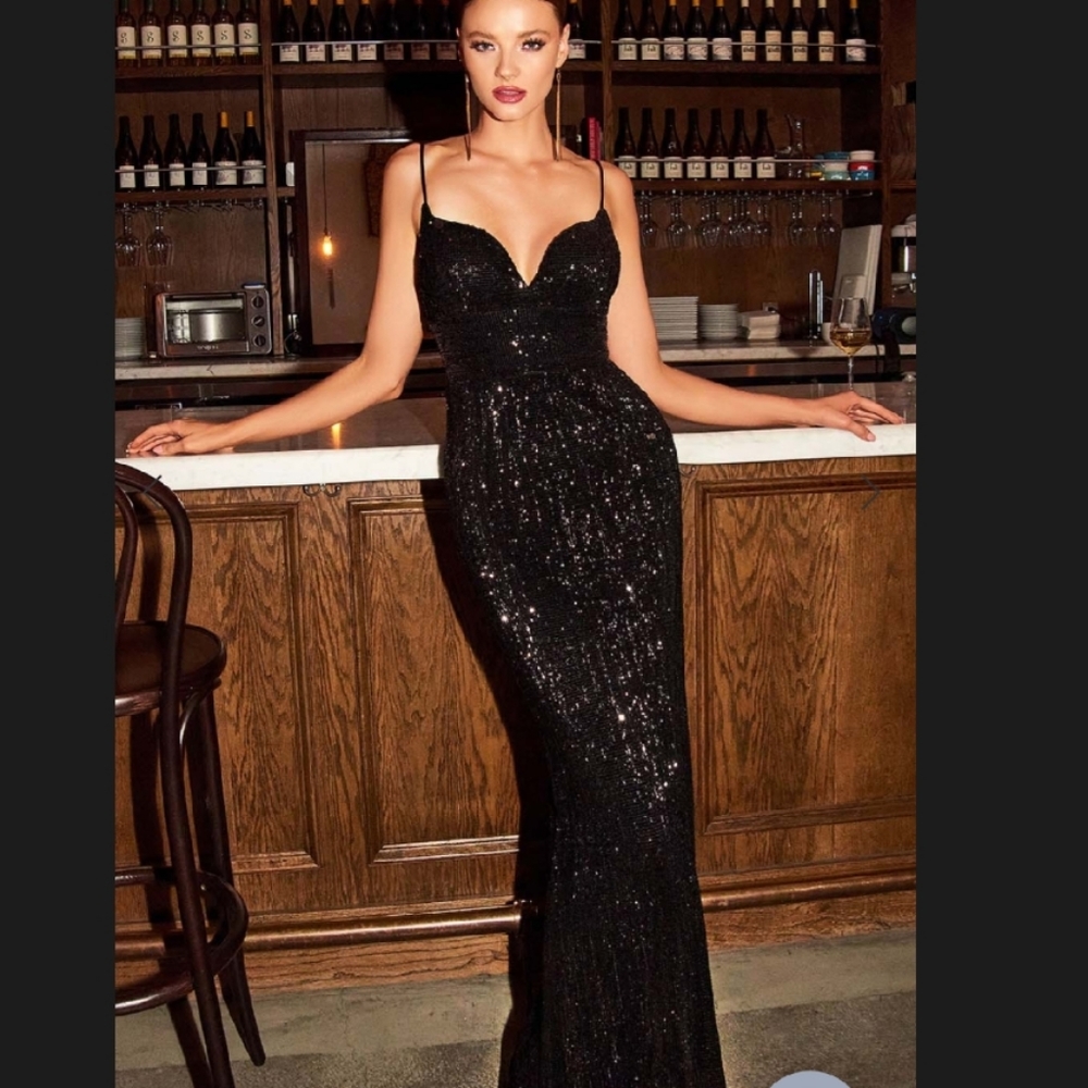 CINDERELLA DIVINE BLACK SIZE SMALL BEADED GOWN
